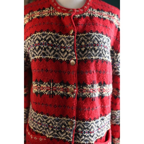 Vintage Hunt Club Button Down Sweater Cardigan Fair Isle Wool Blend Cottage L - Picture 4 of 12